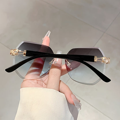 Women Glasses Classic Frameless Square Fashion Trend Black Glasses Suitable Daily Wear With Travel Beach Holiday Wear