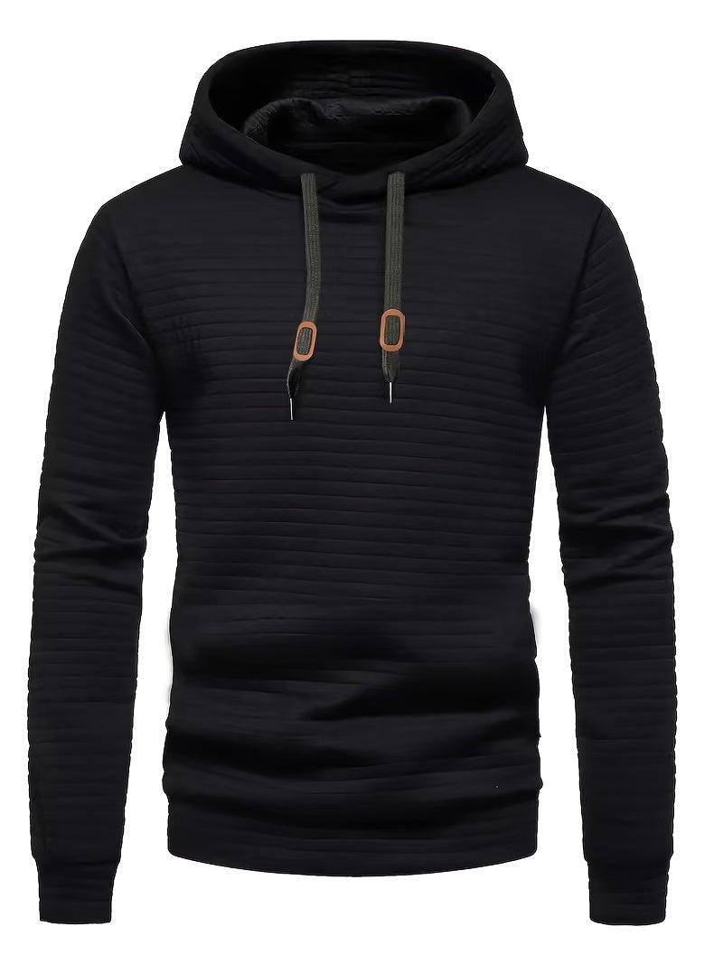 Waffle Cool Hoodies For Men, Men's Casual Solid Hooded Sweatshirt Streetwear For Winter Fall, As Gifts