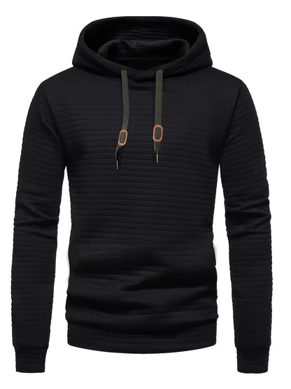 Waffle Cool Hoodies For Men, Men's Casual Solid Hooded Sweatshirt Streetwear For Winter Fall, As Gifts