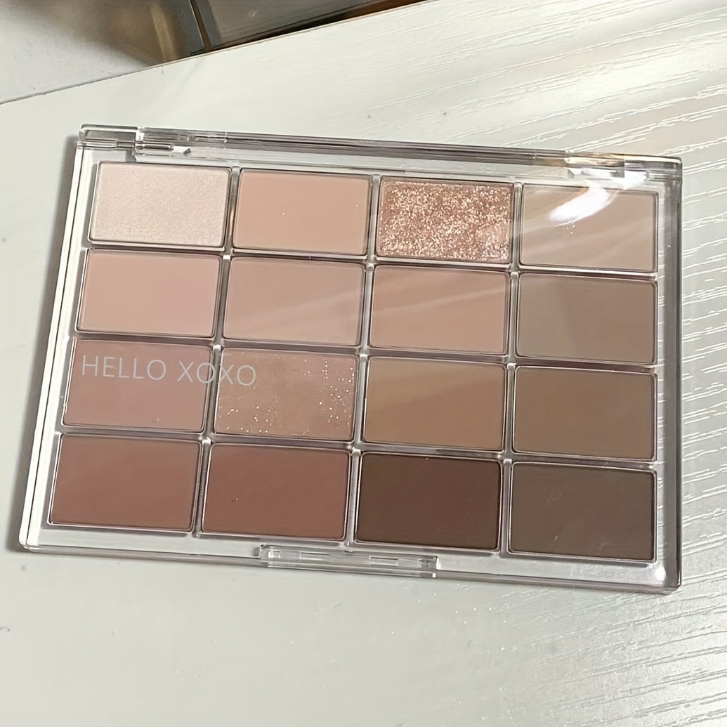 16-Color Matte Eyeshadow Palette, Brown Nude Pink Tones, Low Saturated Daily Makeup, Long-Lasting Eye Shadow Set