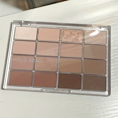 16-Color Matte Eyeshadow Palette, Brown Nude Pink Tones, Low Saturated Daily Makeup, Long-Lasting Eye Shadow Set