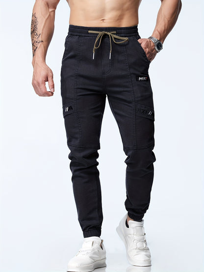 Men's Casual Waist Drawstring Joggers, Chic Stretch Tapered Sports Pants