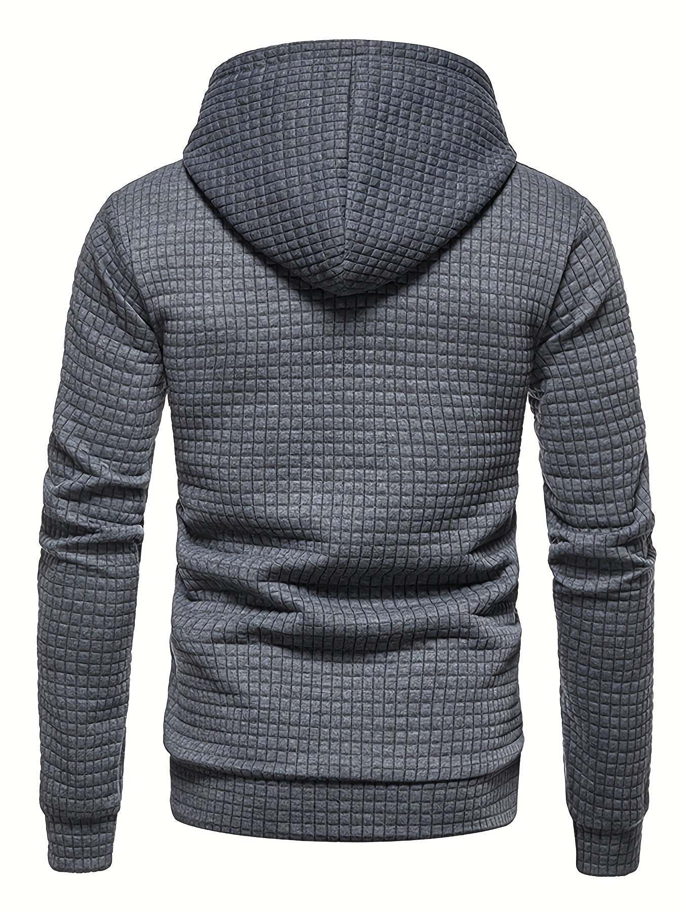 Waffle Pattern Solid Hoodie, Cool Hoodies For Men, Men's Casual Pullover Hooded Sweatshirt Streetwear For Spring Fall, As Gifts