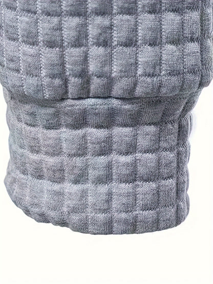 Waffle Cool Hoodies For Men, Men's Casual Solid Hooded Sweatshirt Streetwear For Winter Fall, As Gifts