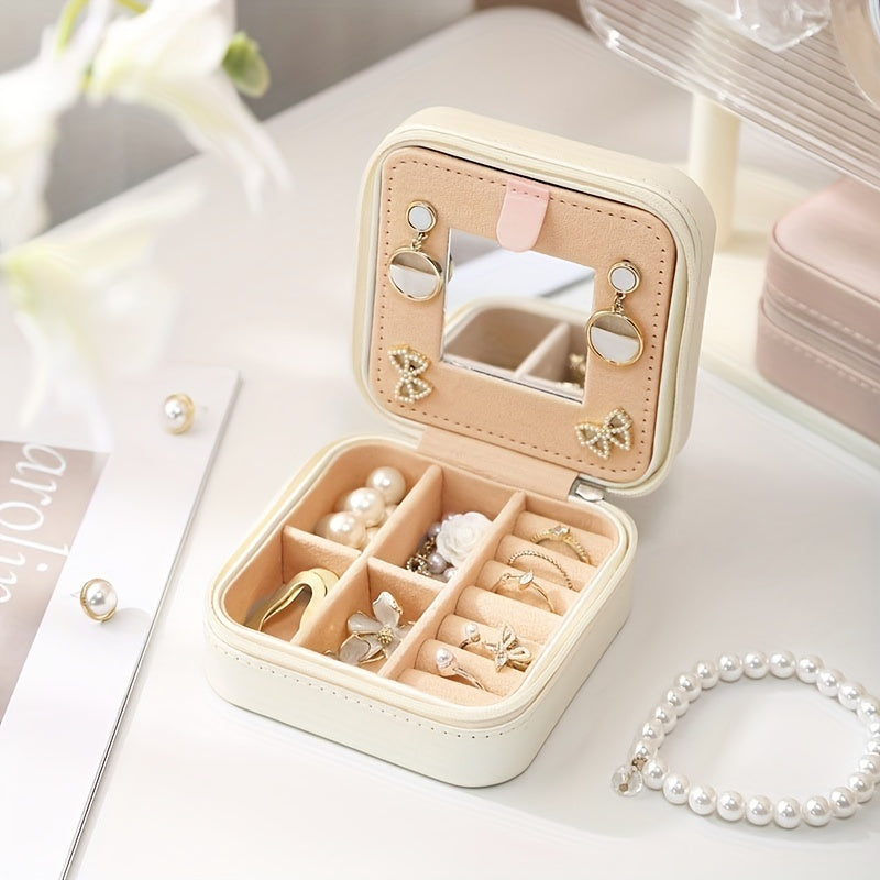 Minimalist Mini Square Jewelry Box, Lightweight Solid Color Travel Organizer, Portable Dustproof Container Christmas/Halloween gift