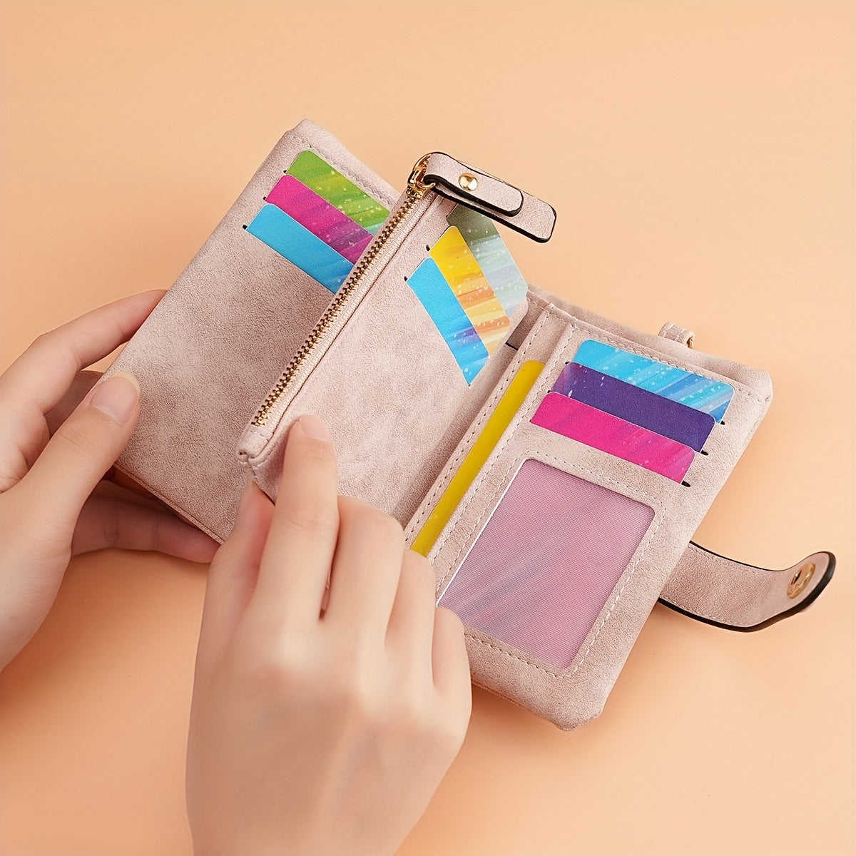 Women's Vintage Short Mini Wallet With Snap Closure, Card Holder, For Festive Present