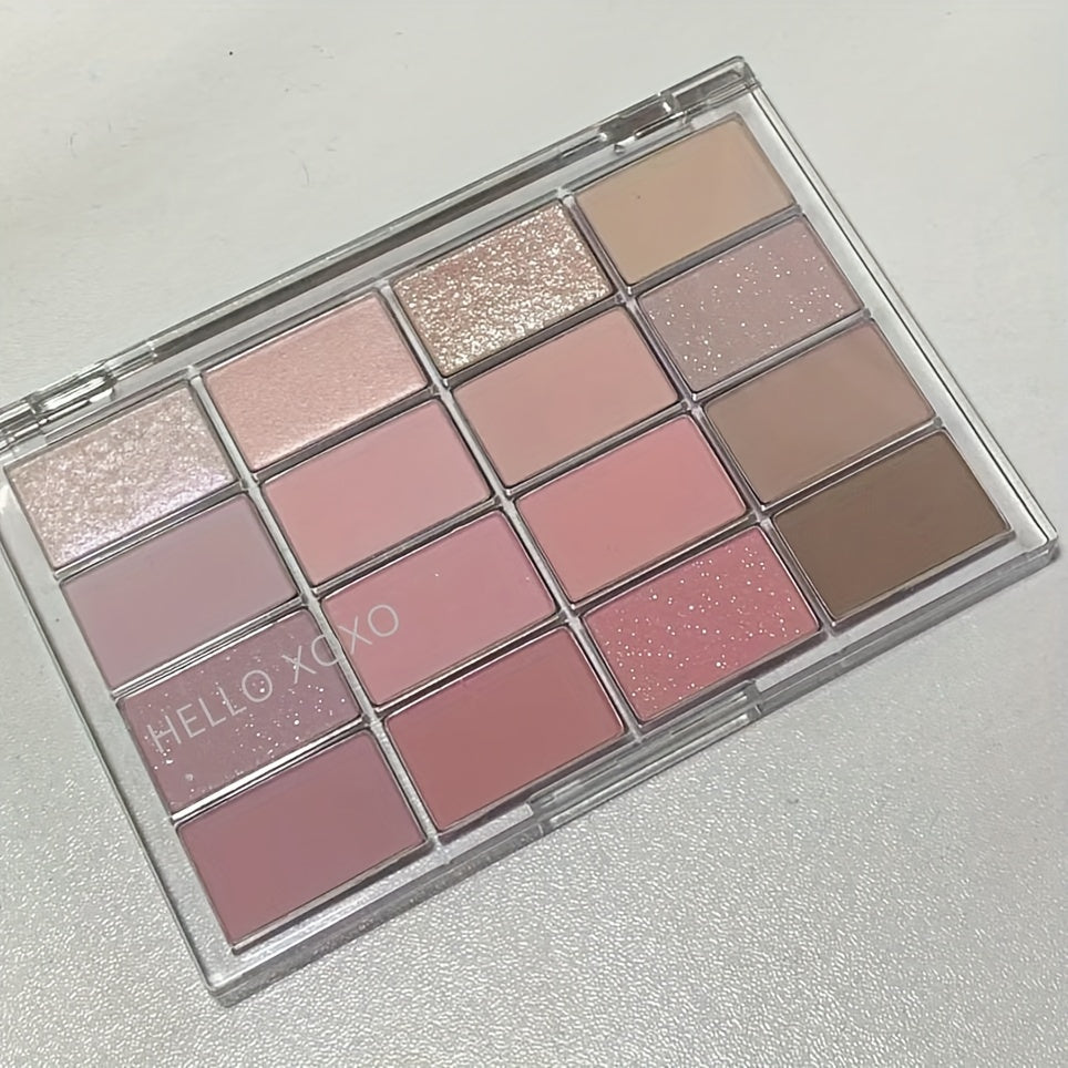 16-Color Matte Eyeshadow Palette, Brown Nude Pink Tones, Low Saturated Daily Makeup, Long-Lasting Eye Shadow Set