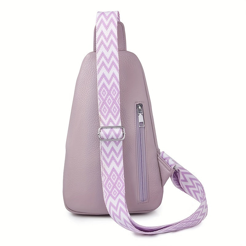 Minimalist Solid Color Sling Bag, Casual Zipper Crossbody Bag, Versatile Trendy Purse With Wide Strap