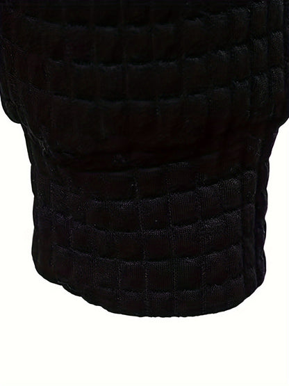 Waffle Cool Hoodies For Men, Men's Casual Solid Hooded Sweatshirt Streetwear For Winter Fall, As Gifts