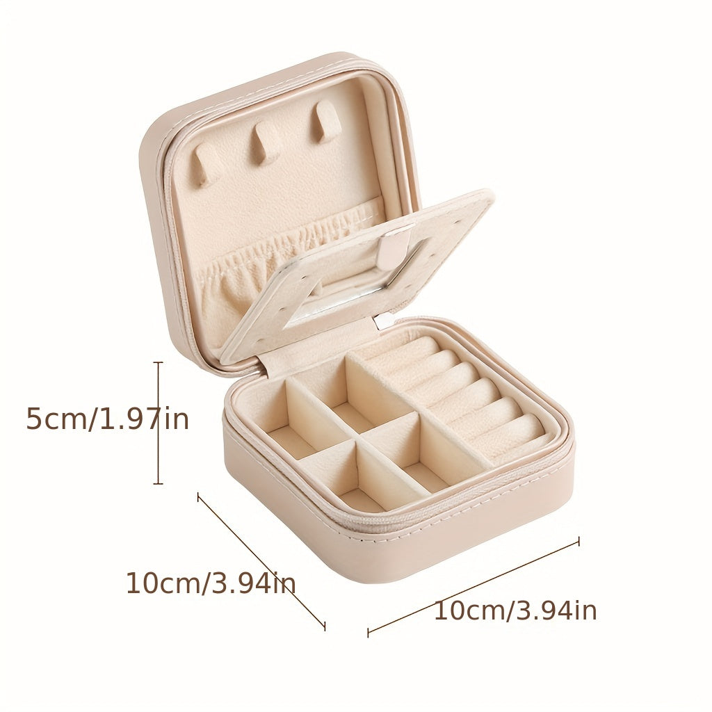 Minimalist Mini Square Jewelry Box, Lightweight Solid Color Travel Organizer, Portable Dustproof Container Christmas/Halloween gift