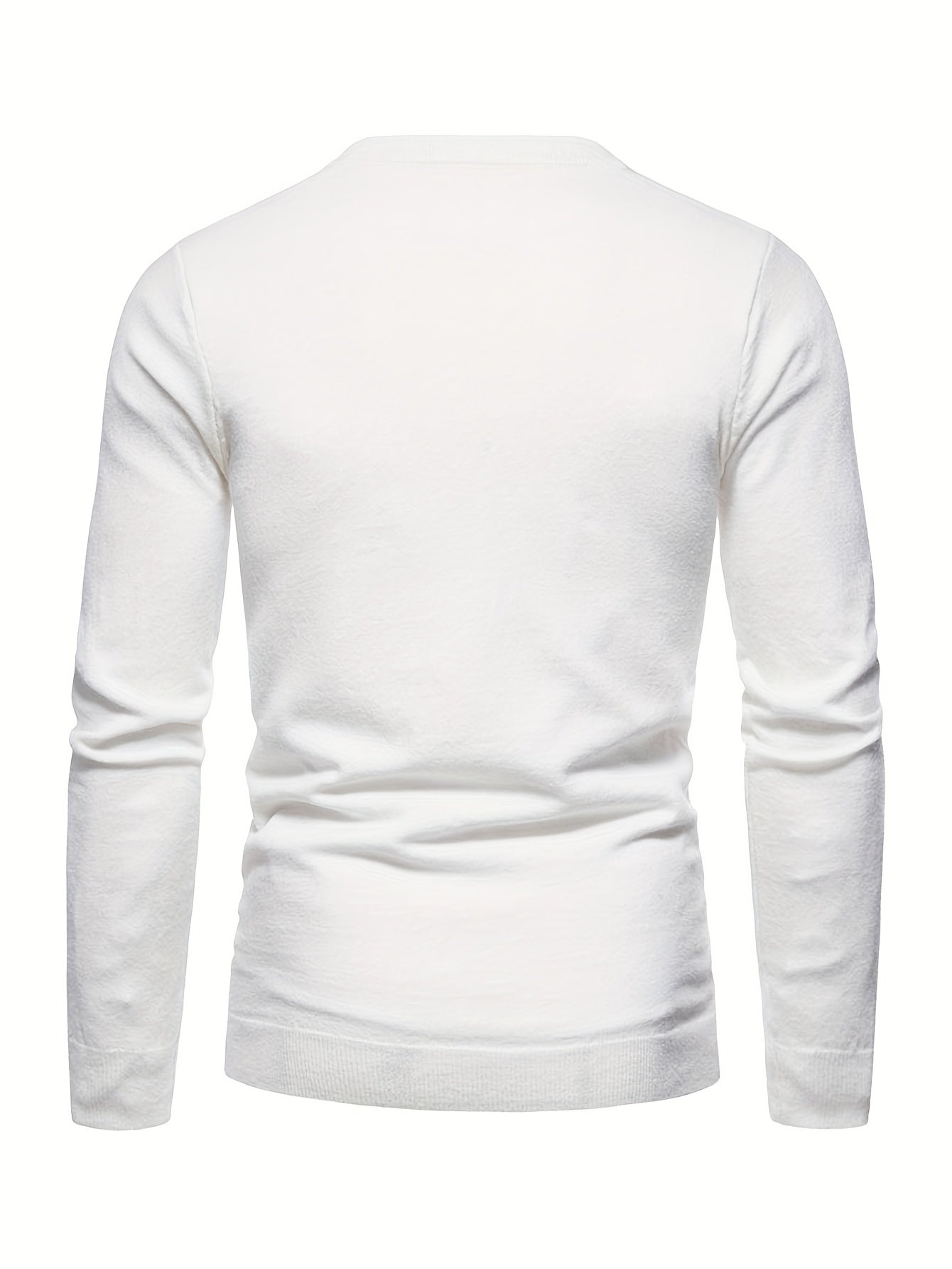PARIS Print Men's Casual Stretch Long Sleeve Knitted Round Neck Sweater, Spring Fall Pullover Top