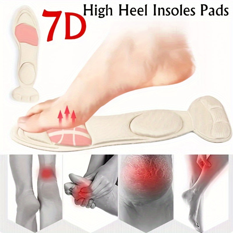 1Pair Comfortable Memory Foam Insoles - Breathable Non-Slip 2 In 1 Inserts For High Heels