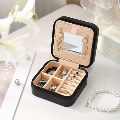 Minimalist Mini Square Jewelry Box, Lightweight Solid Color Travel Organizer, Portable Dustproof Container Christmas/Halloween gift
