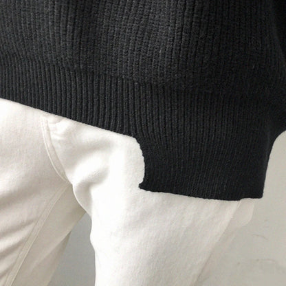 Colorfaith SW8112 2023 Sexy V-Neck Minimalist Tops Oversized Korean Irregular Hem Knitted Chic Casual Women's Knitwear Sweaters