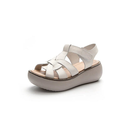 GKTINOO Fashion Handmade Women Sandals 2024 Summer Shoes Genuine Leather Wedges Sandals Women Peep Toe Casual Platform Sandals