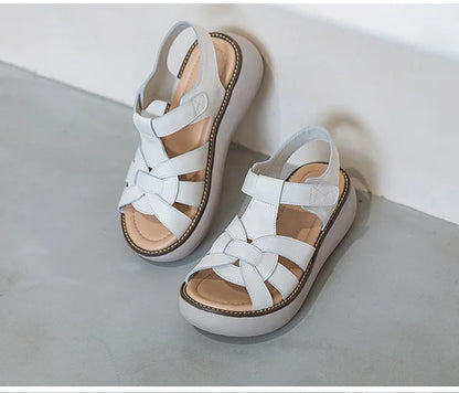 GKTINOO Fashion Handmade Women Sandals 2024 Summer Shoes Genuine Leather Wedges Sandals Women Peep Toe Casual Platform Sandals