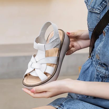 GKTINOO Fashion Handmade Women Sandals 2024 Summer Shoes Genuine Leather Wedges Sandals Women Peep Toe Casual Platform Sandals