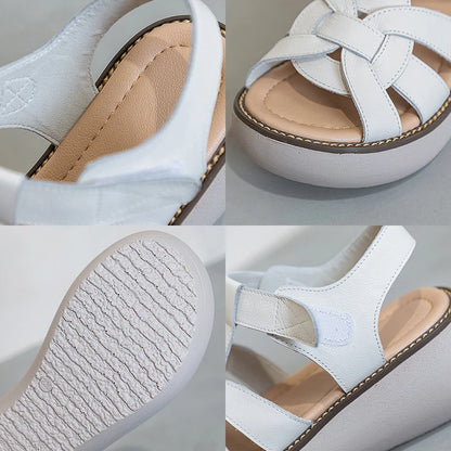 GKTINOO Fashion Handmade Women Sandals 2024 Summer Shoes Genuine Leather Wedges Sandals Women Peep Toe Casual Platform Sandals