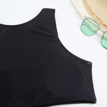 Sports Bikinis 2024 Women High Waist Swimsuit Solid High Neck Swimwear Female Bathers Bathing Swimming Suit Summer Beachwear