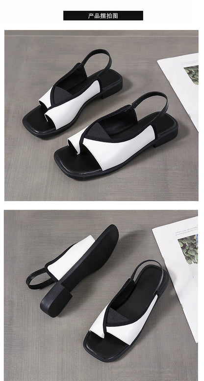 Womens Sandals New Summer Casual Vintage Open Toe Flip Flops Fashion Beach Flat Basic Square Head Leopard Pattern Designer Shoes