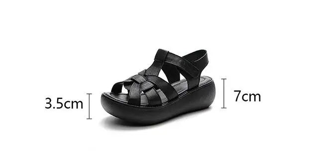 GKTINOO Fashion Handmade Women Sandals 2024 Summer Shoes Genuine Leather Wedges Sandals Women Peep Toe Casual Platform Sandals