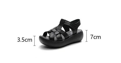 GKTINOO Fashion Handmade Women Sandals 2024 Summer Shoes Genuine Leather Wedges Sandals Women Peep Toe Casual Platform Sandals