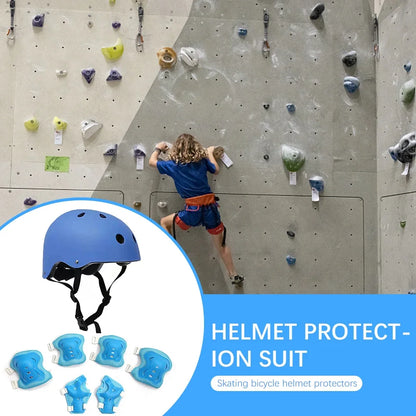 Children Protective Body Gear Safety Protection with Helmet Impact Resistant 7 in 1 Shock-absorbing Breathable for Outdoor Sport