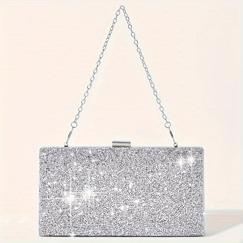 4pcs Luxury Rhinestone Evening Bag With Jewelry, 1 Set Glitter Wedding Party Prom Banquet Clutch Purse With Sparkly Earrings Necklace And Bracelet For Women