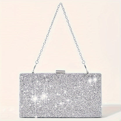 4pcs Luxury Rhinestone Evening Bag With Jewelry, 1 Set Glitter Wedding Party Prom Banquet Clutch Purse With Sparkly Earrings Necklace And Bracelet For Women
