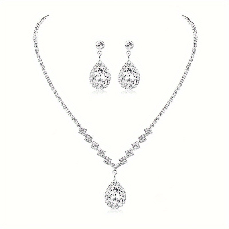 4pcs Luxury Rhinestone Evening Bag With Jewelry, 1 Set Glitter Wedding Party Prom Banquet Clutch Purse With Sparkly Earrings Necklace And Bracelet For Women