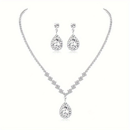 4pcs Luxury Rhinestone Evening Bag With Jewelry, 1 Set Glitter Wedding Party Prom Banquet Clutch Purse With Sparkly Earrings Necklace And Bracelet For Women