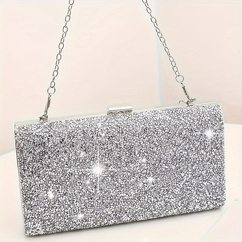 4pcs Luxury Rhinestone Evening Bag With Jewelry, 1 Set Glitter Wedding Party Prom Banquet Clutch Purse With Sparkly Earrings Necklace And Bracelet For Women