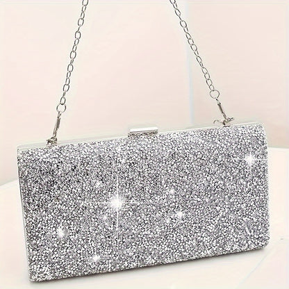 4pcs Luxury Rhinestone Evening Bag With Jewelry, 1 Set Glitter Wedding Party Prom Banquet Clutch Purse With Sparkly Earrings Necklace And Bracelet For Women