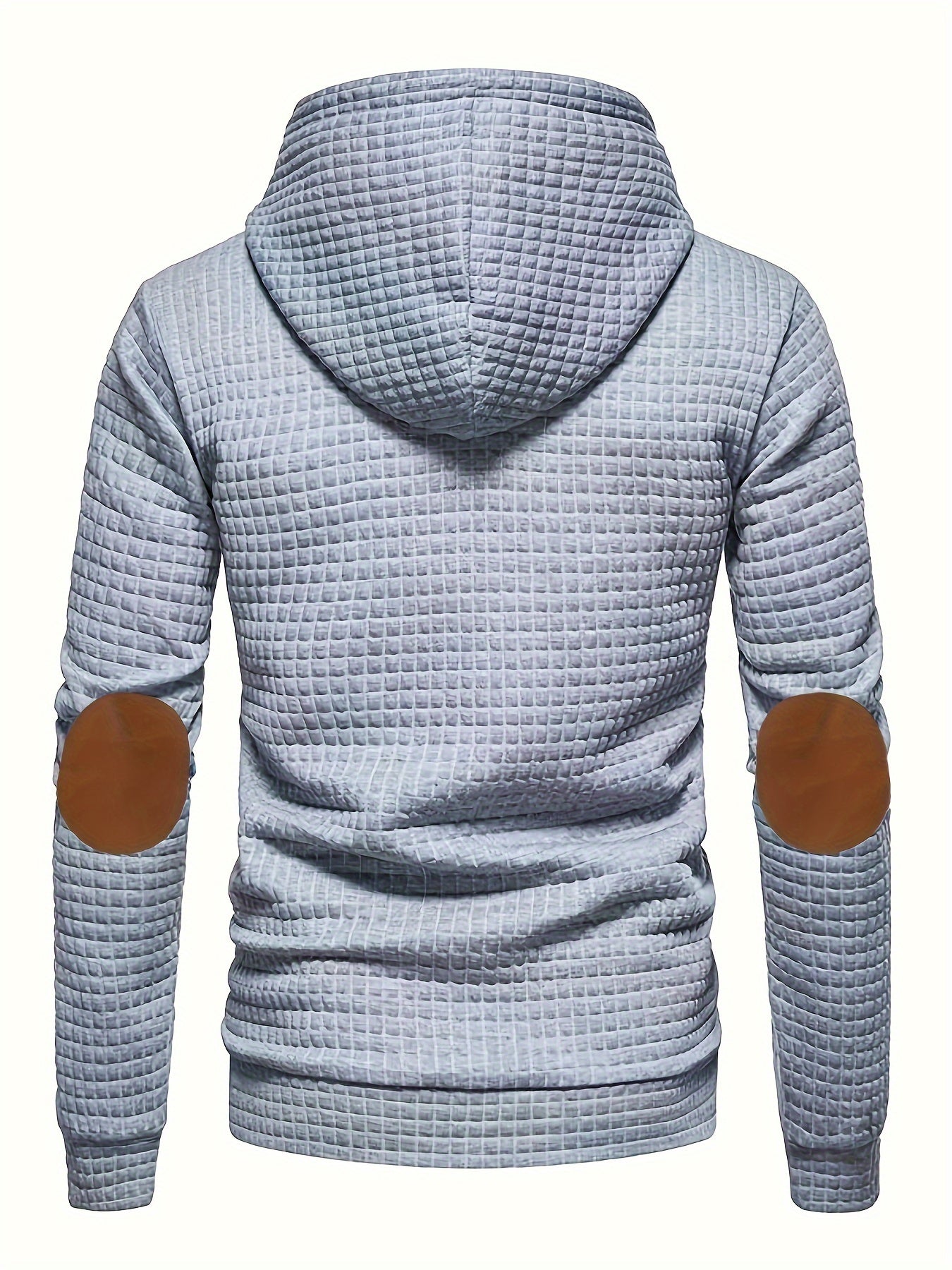 Waffle Cool Hoodies For Men, Men's Casual Solid Hooded Sweatshirt Streetwear For Winter Fall, As Gifts
