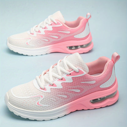 Women's Breathable Knit Sneakers, Casual Lace Up Outdoor Shoes, Lightweight Low Top Running Shoes For Autumn