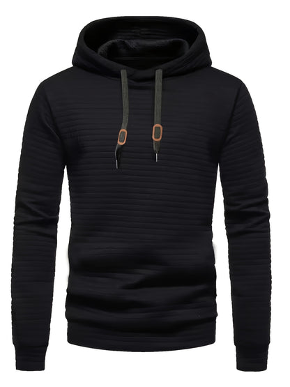 Waffle Cool Hoodies For Men, Men's Casual Solid Hooded Sweatshirt Streetwear For Winter Fall, As Gifts