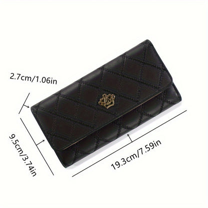 Trendy Argyle Checked Tri-fold Long Wallet, Multi-card Slots Card Holder, Perfect Purse For Daily Use