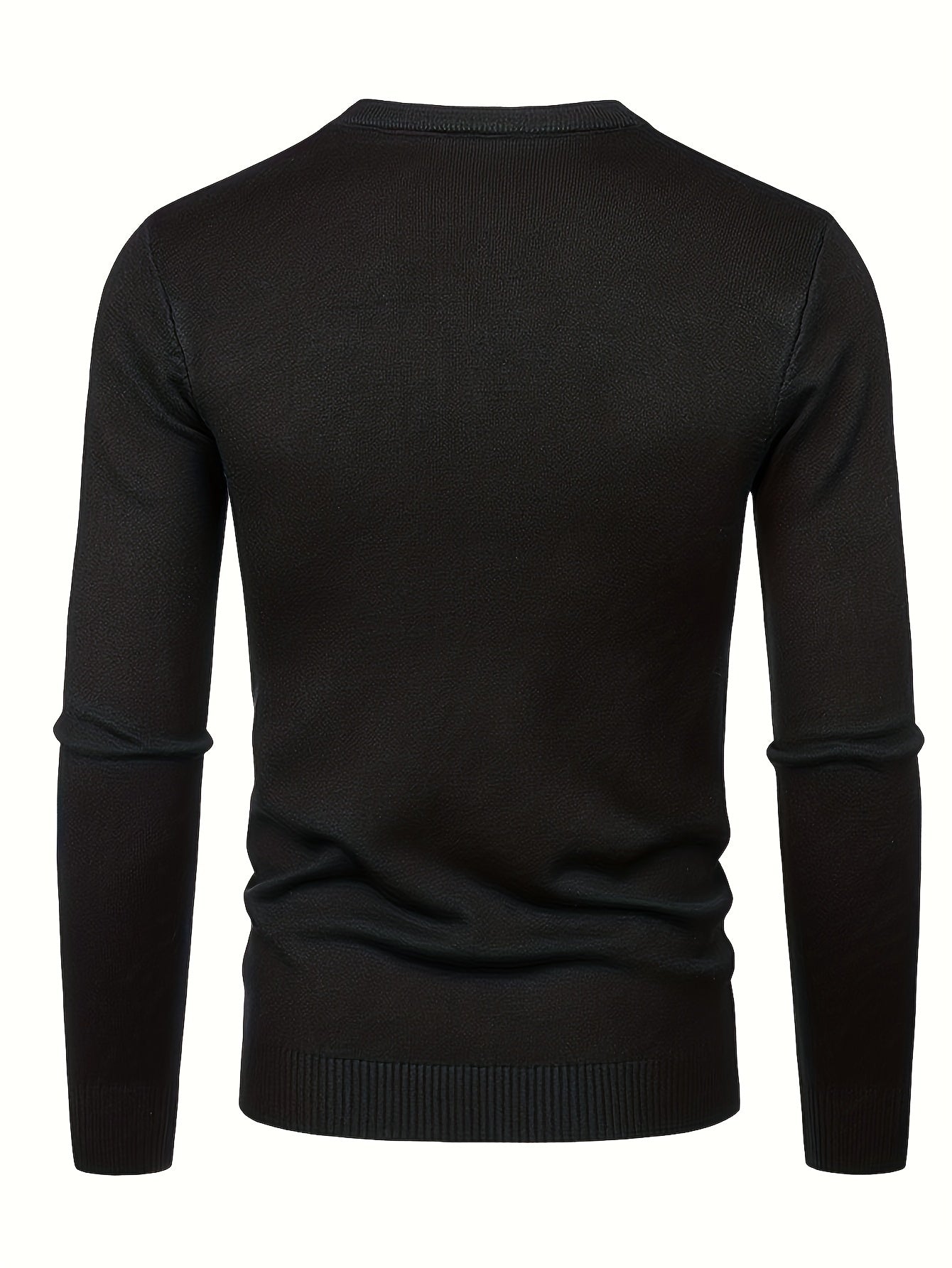PARIS Print Men's Casual Stretch Long Sleeve Knitted Round Neck Sweater, Spring Fall Pullover Top
