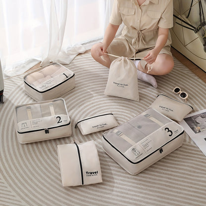 7 Pcs Packing Cubes For Suitcases, Lightweight Travel Luggage Packing Organizers, Compression Storage Shoes Bag, Clothing Underwear Bag, Travel Cubes Set