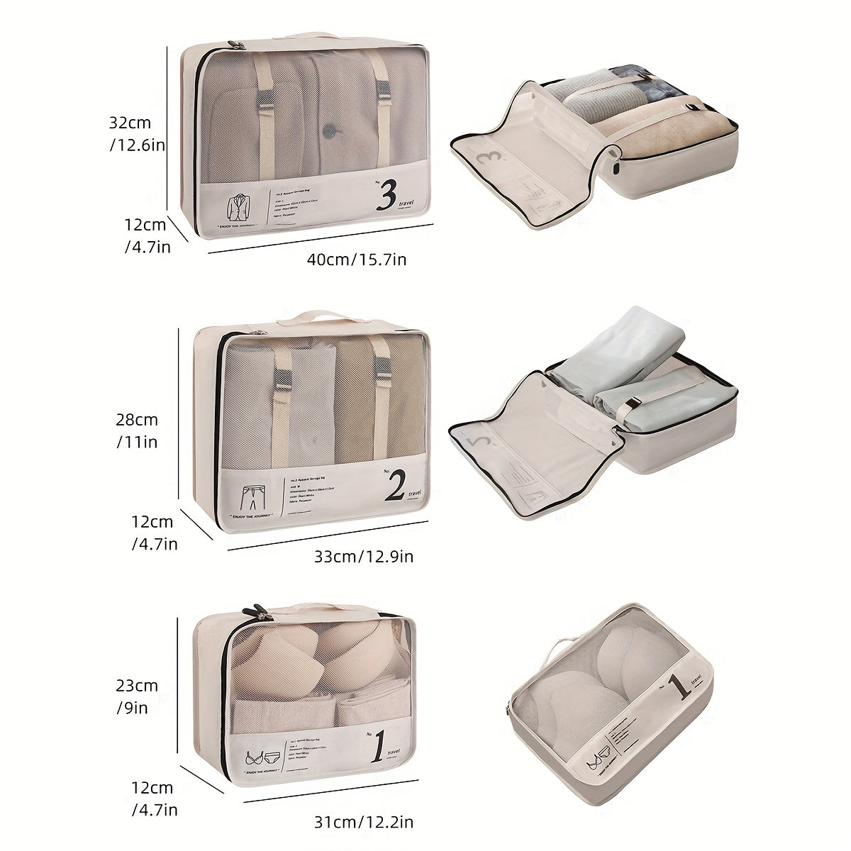 7 Pcs Packing Cubes For Suitcases, Lightweight Travel Luggage Packing Organizers, Compression Storage Shoes Bag, Clothing Underwear Bag, Travel Cubes Set