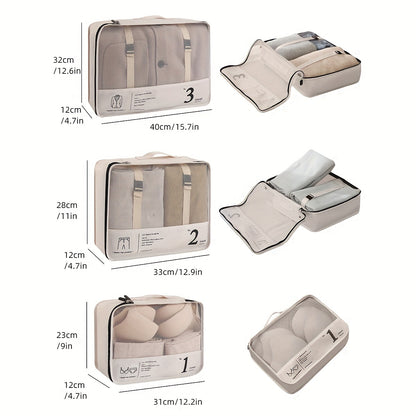 7 Pcs Packing Cubes For Suitcases, Lightweight Travel Luggage Packing Organizers, Compression Storage Shoes Bag, Clothing Underwear Bag, Travel Cubes Set