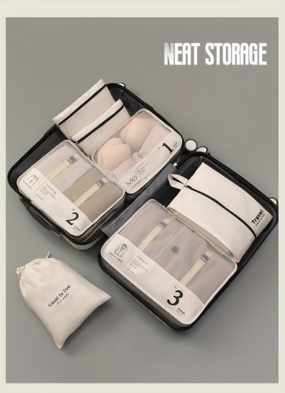 7 Pcs Packing Cubes For Suitcases, Lightweight Travel Luggage Packing Organizers, Compression Storage Shoes Bag, Clothing Underwear Bag, Travel Cubes Set