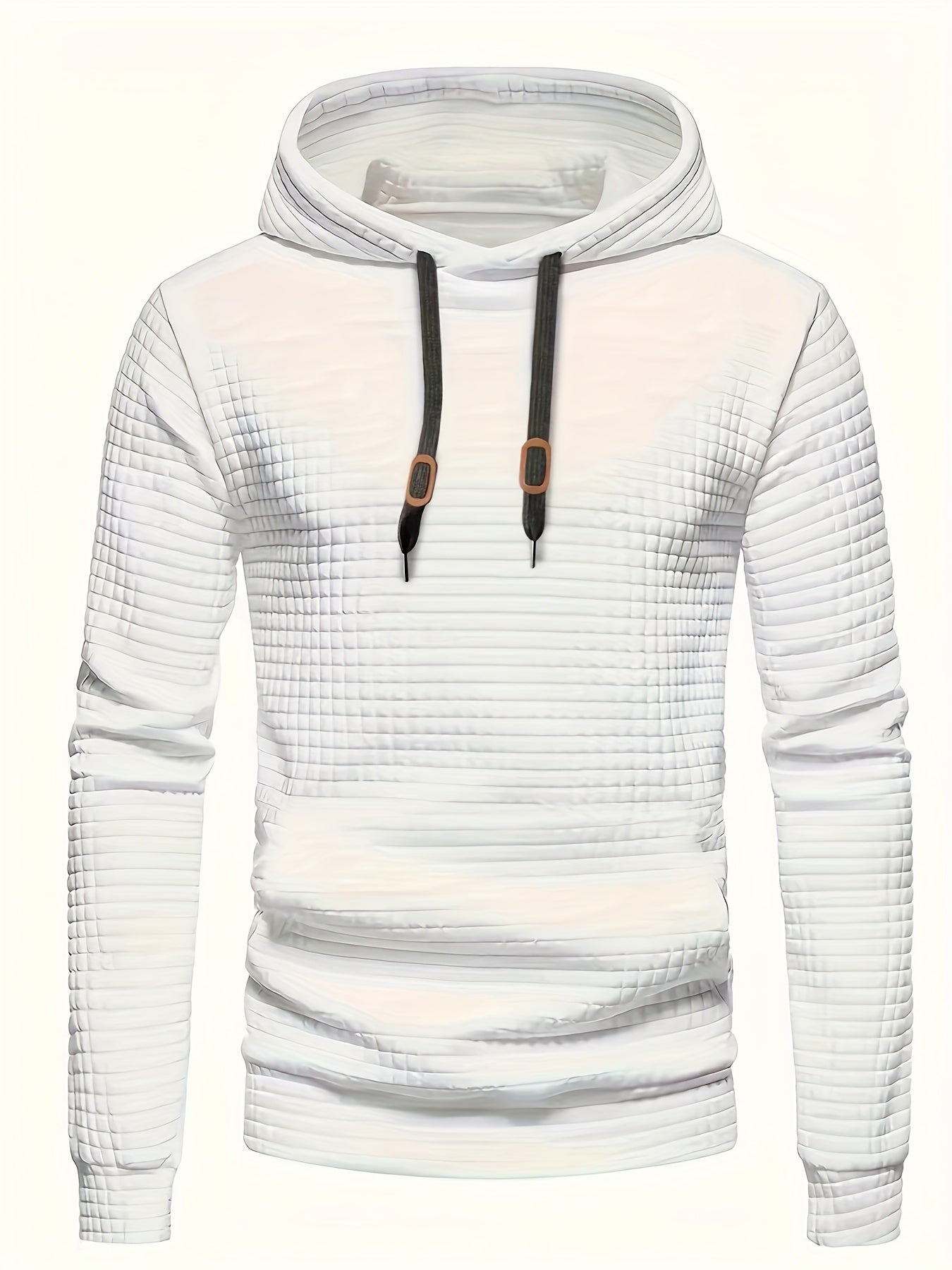 Waffle Cool Hoodies For Men, Men's Casual Solid Hooded Sweatshirt Streetwear For Winter Fall, As Gifts